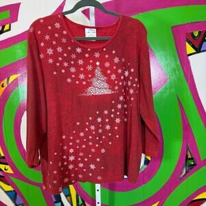 My Christmas, Red Festive Glitter Women's Top. Size 2X. In good used condition!
